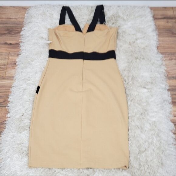 MYSTIC Women's Midi Dress Beige Size Large Beige Black - Picture 3 of 6